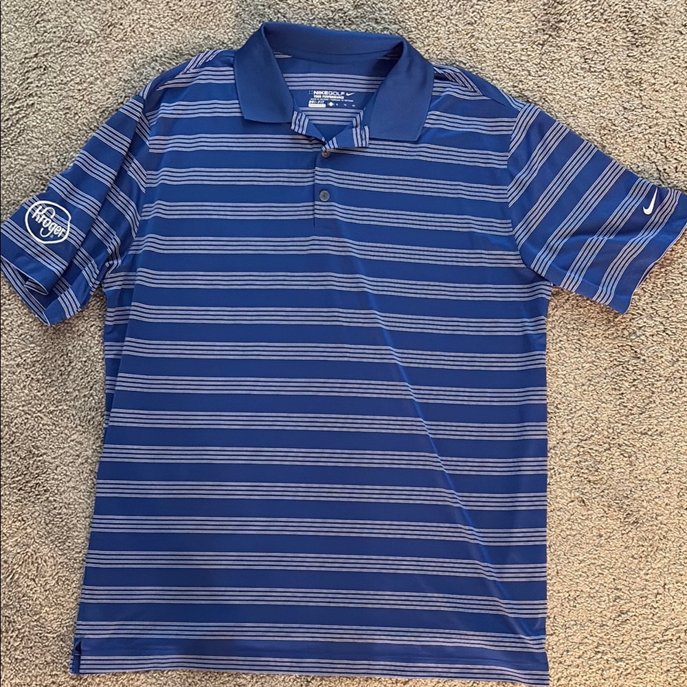 Nike Blue Striped Polo Shirt Classic Design